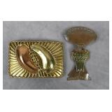 Vintage Mexican Brass Buckle & Copper Pin