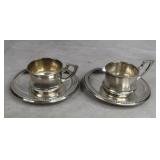 Pair of German 800 Silver Cups & Saucers