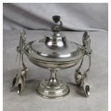 Italian 800 Silver Sugar Bowl w/Spoons