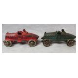 Two Antique A.C. Williams Cast Iron Race Cars
