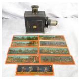 Antique Ernst Plank Magic Lantern w/Slides