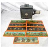 Antique Ernst Plank Magic Lantern w/Slides