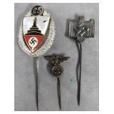 3pc WW2 German Military Stickpins Lot