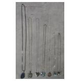 7pc Sterling Silver Necklaces w/Pendants Lot