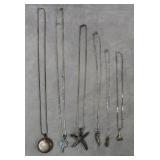 6pc Sterling Silver Necklaces w/Pendants Lot