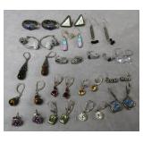 17 pair Sterling Silver Pierced Earrings Lot