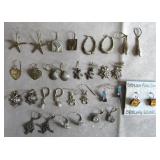 16 pair Sterling Silver Pierced Earrings Lot