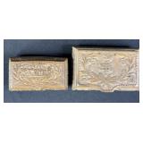 2pc WWI Trench Art Carved Wood Boxes