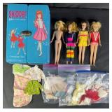 Vintage Barbie Skipper Dolls w/ Clothes & Case