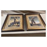 2pc Vtg Framed Golf Prints