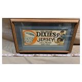 Vtg Dixies Jersey Ice Creams & Ices Framed Sign