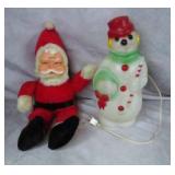 Vintage Santa Doll & Snowman Blowmold Light