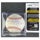 Mike Hershberger "65-67 KC Athletics" Signed Ball