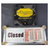 2pc Vintage Store Display Signs w/ Business Hours