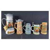 5pc German Decorative Beer Steins
