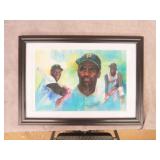 Framed Artist Signed Roberto Clemente Print