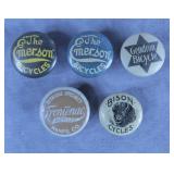 5pc Antique Bicycle Advertsing Lapel Stud Lot