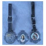 3pc Antique Metal Watch Fob Lot