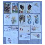 17pc Antique Holiday Themed US Postcard Lot
