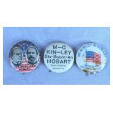 3pc 1896 McKinley/Hobart Campaign Pin Lot