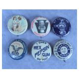 6pc Antique Advertising Premium Pins Lot