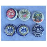 6pc Antique Advertising Premium Pins Lot