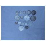 16pc 1850-1958 Foreign Silver Coins Lot