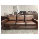 Brown Leather Sofa with Clean Lines