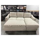 Fabric Pull Out Sleeper Sectional Sofa W/ Storage