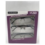 Foster Grant +1.50 Metal Reading Glasses 3-Pc Set