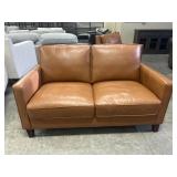 Caramel Leather Loveseat