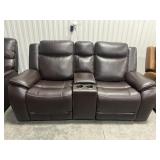 Leather Power Reclining Loveseat w/ Power Headrest