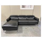 2-Piece Leather Chaise Sectional w/ Power Recline
