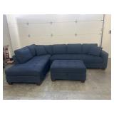 3 Pc Fabric Sectional Sofa W/ Storage Ottoman