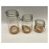 Set of 3 Le Parfait Glass Canister Jars