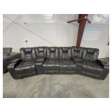 6-Piece Leather Home Theater Power Sectional Sofa