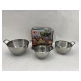 3 Pc Colander Set, Handle Broken on One