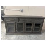 Glass Door Console with Adjustable Shelves