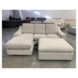 Reversible Chaise Fabric Sofa with Ottoman