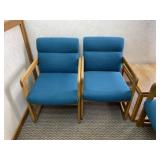 Vintage Oak Sled Base Armchairs 2-Pc