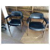 Pair of Black Vinyl MCM Armchairs
