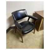 Mid-Century Modern Black Vinyl Guest Chair