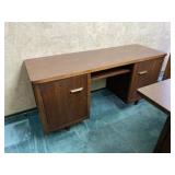 Mid-Century Laminate Double Pedestal Office Desk
