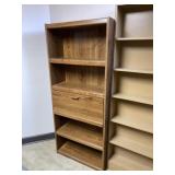 Oak Bookshelf with Drop-Front Secretary