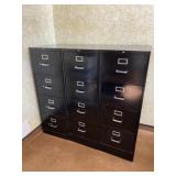 Set of Three HON Black Metal File Cabinets