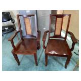 Pair of Mahogany Armchairs with Cane Backs