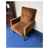 Mid-Century Modern Brown Velvet Lounge Chair