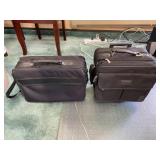 Pair of Black Rolling and Carry Laptop Bags