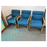 Vintage Oak Sled Base Armchairs 3-Pc