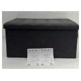 Grey Fabric Collapsible Storage Ottoman